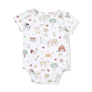 Angel Dear Short Sleeve Bodysuit - Cute Farm Animals Uni (Size 6-12m)
