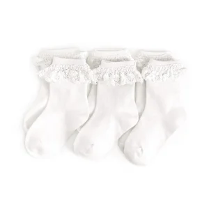 Little Stocking Co. Lace Midi Socks 3-Pack - White - 0-6m