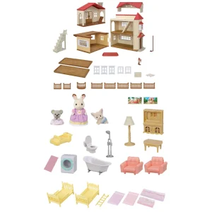 *Calico Critters Red Roof Country Home & Secret Attic Playroom