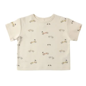 Quincy Mae Boxy Tee - Natural Race Car (Size 6-12m)