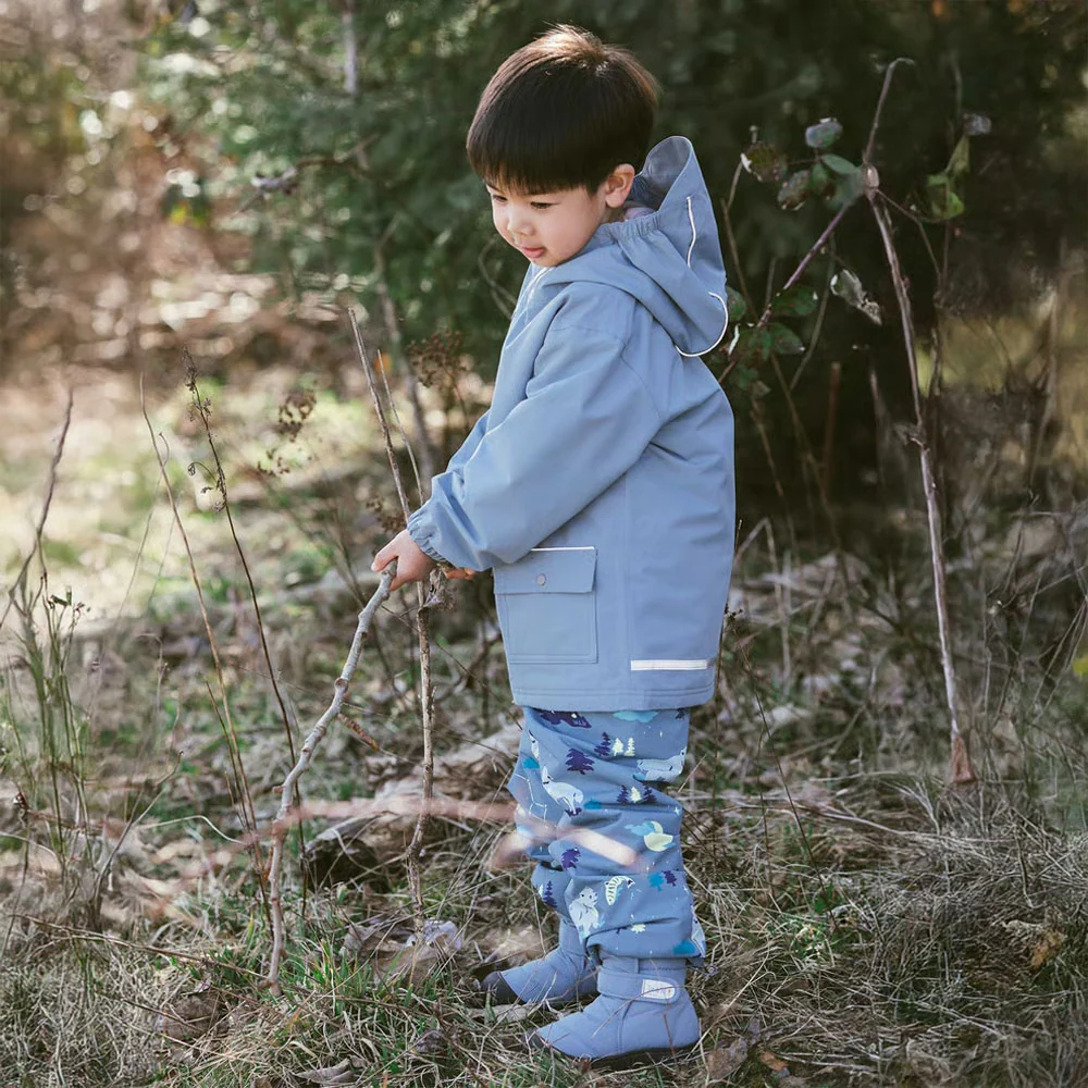 Jan & Jul Cozy-Dry Rain Pants (Fleece Lined) - Wolf & Bear (Size 2t) - Image 2