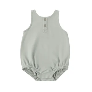 Quincy Mae Sleeveless Bubble Romper - Sage - 12-18m