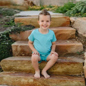 Current Tyed Round Hem T-Shirt Rashguard - Blue Curaco Ribbed - 0-6m