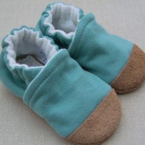 Snow and Arrow Cotton Knit Slippers - Pond (Size 18-24m) - 0-3m (no leather toe)