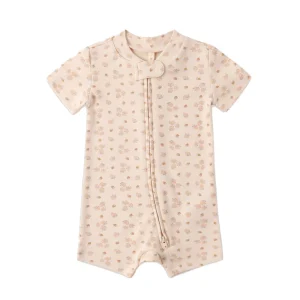 Quincy Mae Zip Short Sleeve Sleeper - Strawberries - 12-18m
