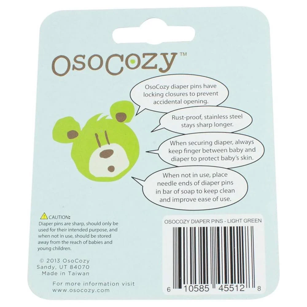 *OsoCozy Cloth Diaper Pins - 8 Pack - Green - Image 2
