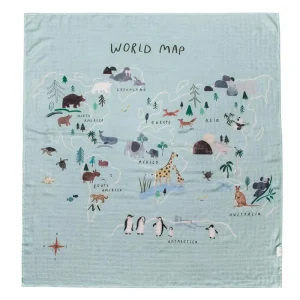 Loulou Lollipop Muslin Swaddle - World Map
