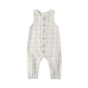Quincy Mae Woven Jumpsuit - Blue Plaid - 12-18m