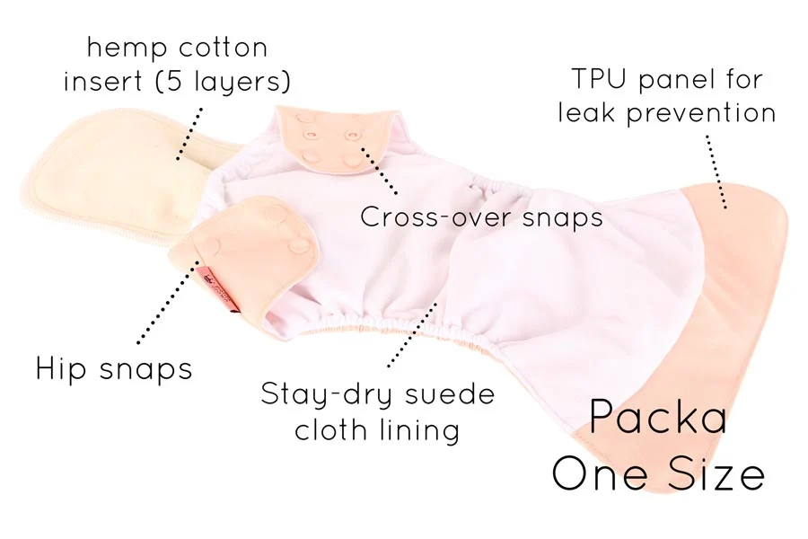 Petite Crown Packa One Size Pocket Diaper - Poppy - Image 2
