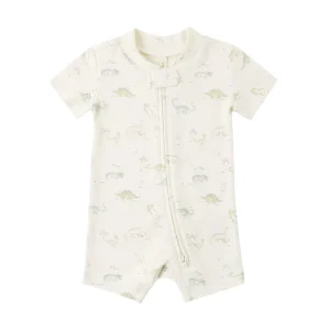 Quincy Mae Zip Short Sleeve Sleeper - Dinosaur - 0-3m