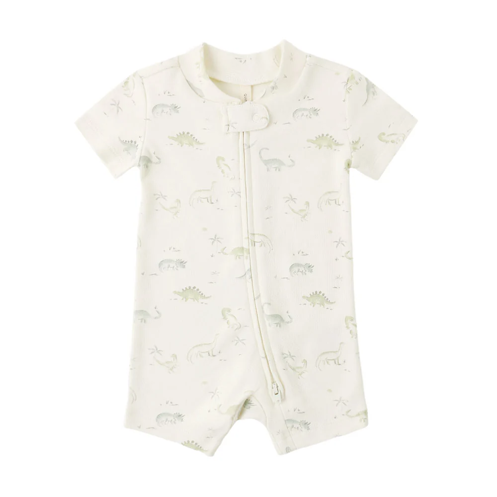 Quincy Mae Zip Short Sleeve Sleeper - Dinosaur - 12-18m