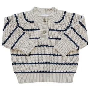 Mebie Baby Stripe Button Knit Sweater - 0-3m
