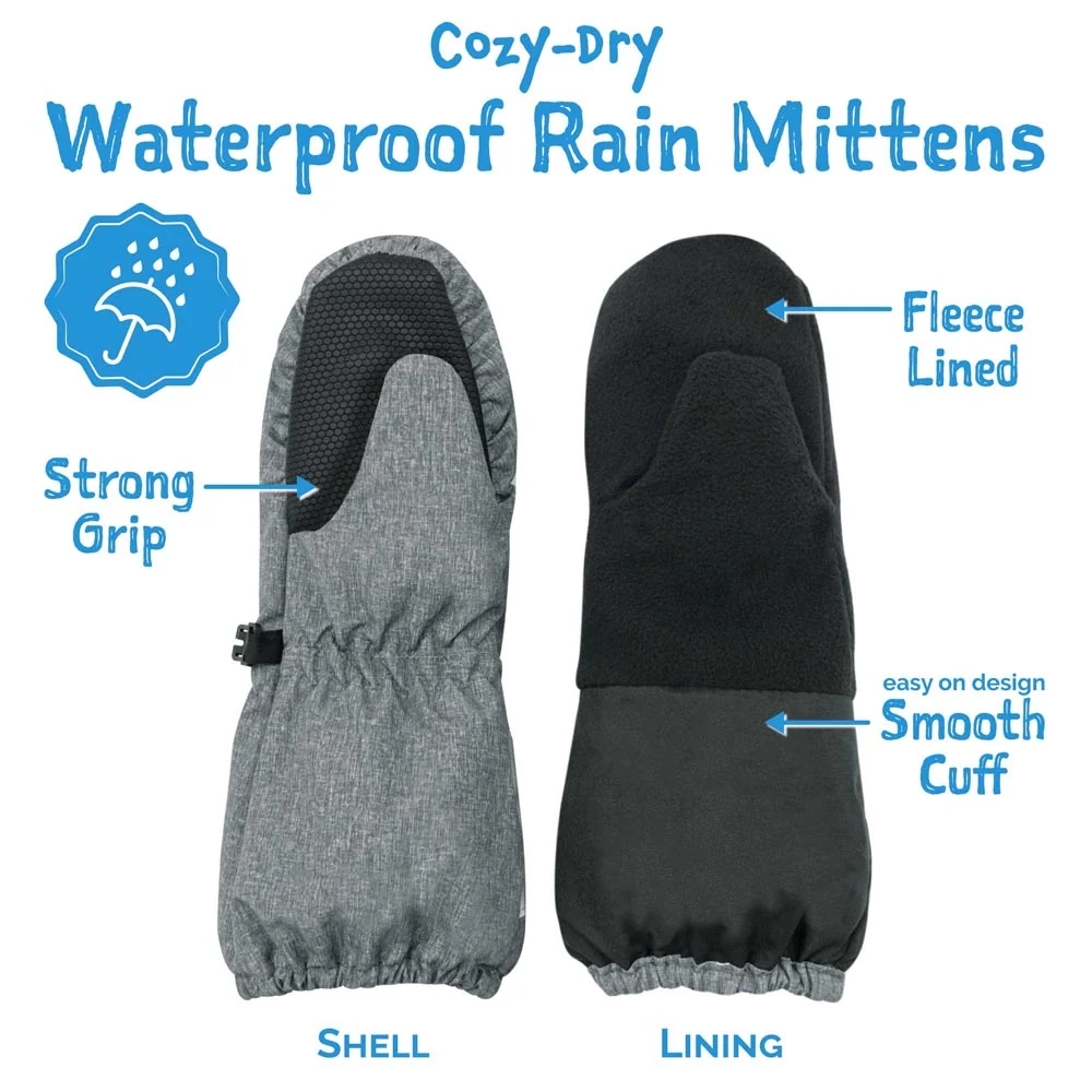 Jan & Jul Kids Rain Mittens - Heather Grey - Extra Small (0-2y) - Image 3