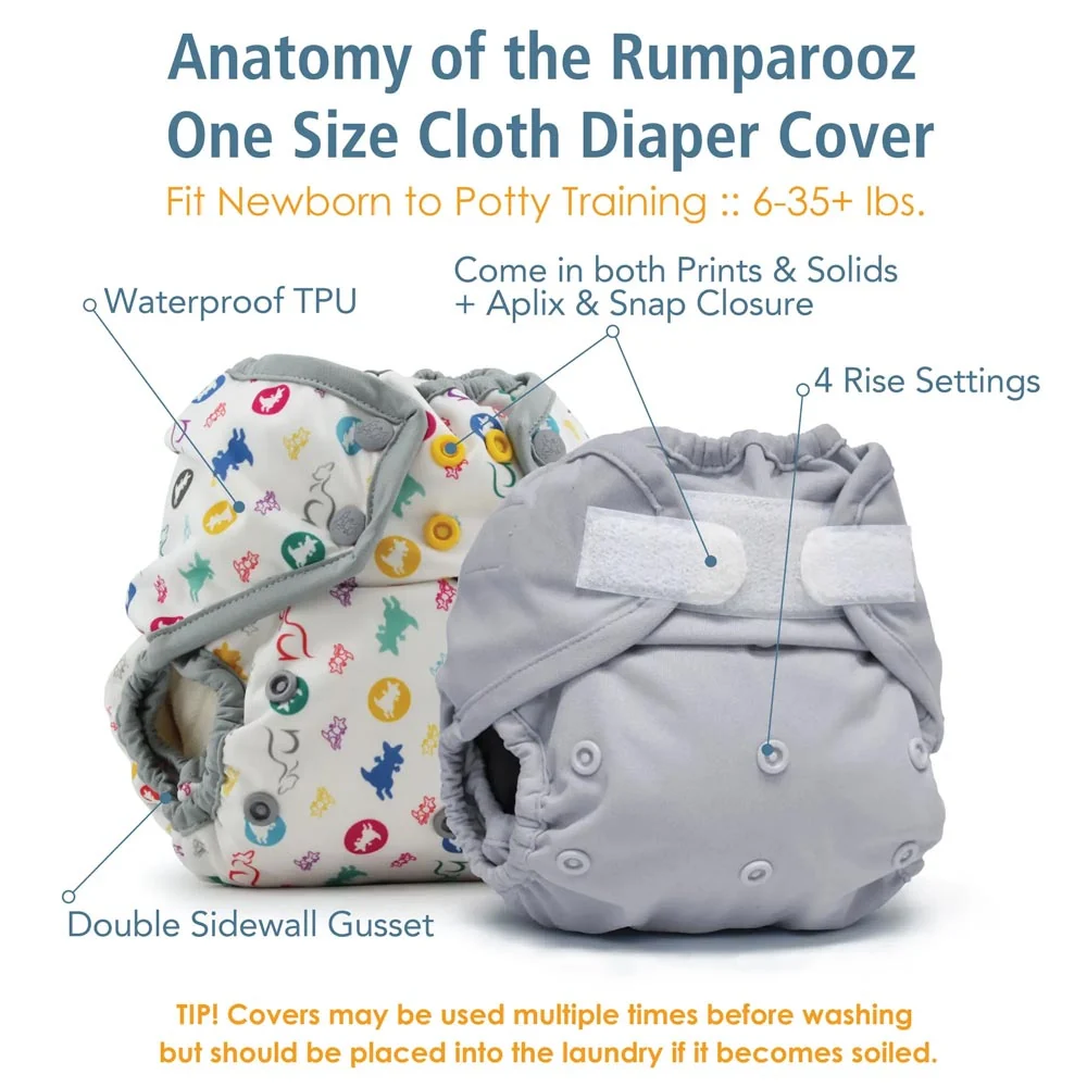 Rumparooz One-Size Cloth Diaper Cover - Snap - Platinum - Image 2