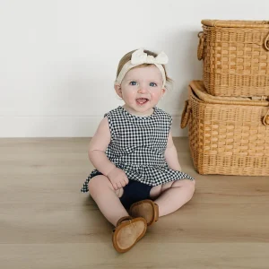 Mebie Baby Navy Gingham Peplum Set (Size 0-3m)