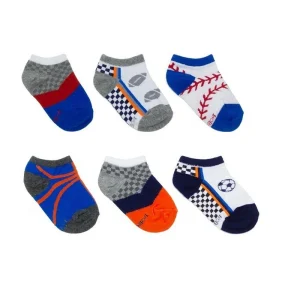 Robeez Socks - Sports (6-Pack) - 2-4Y (Shoe Size 7-10)
