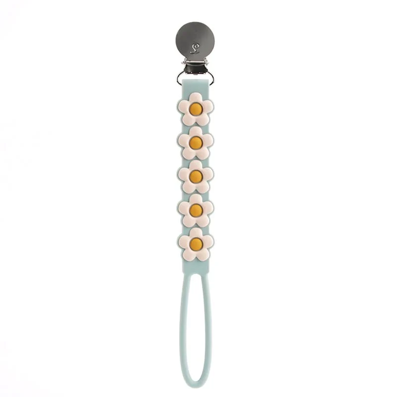 *Loulou Lollipop Beadless Pacifier Clip - Daisy Blue - Image 2