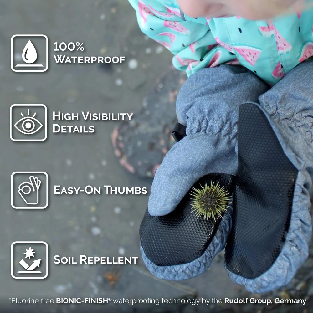 Jan & Jul Kids Rain Mittens - Heather Grey - Extra Small (0-2y) - Image 7