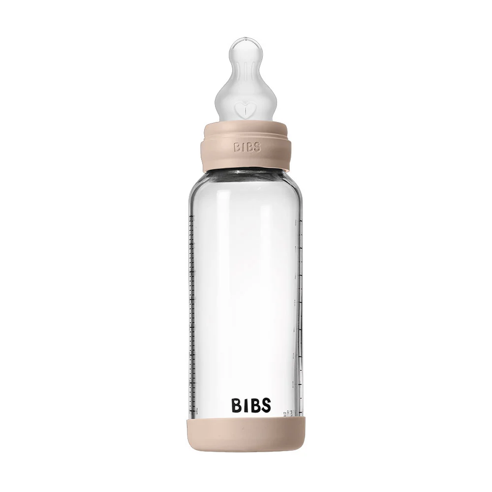 *Bibs Baby Glass Bottle Complete Set - 240mL *Medium Flow* - Ivory