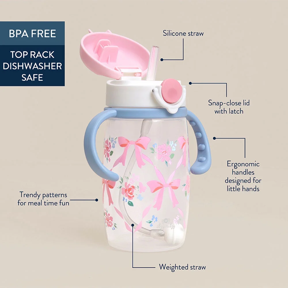 *Itzy Ritzy Itzy Sips Straw Cup - Ribbons & Roses - Image 8
