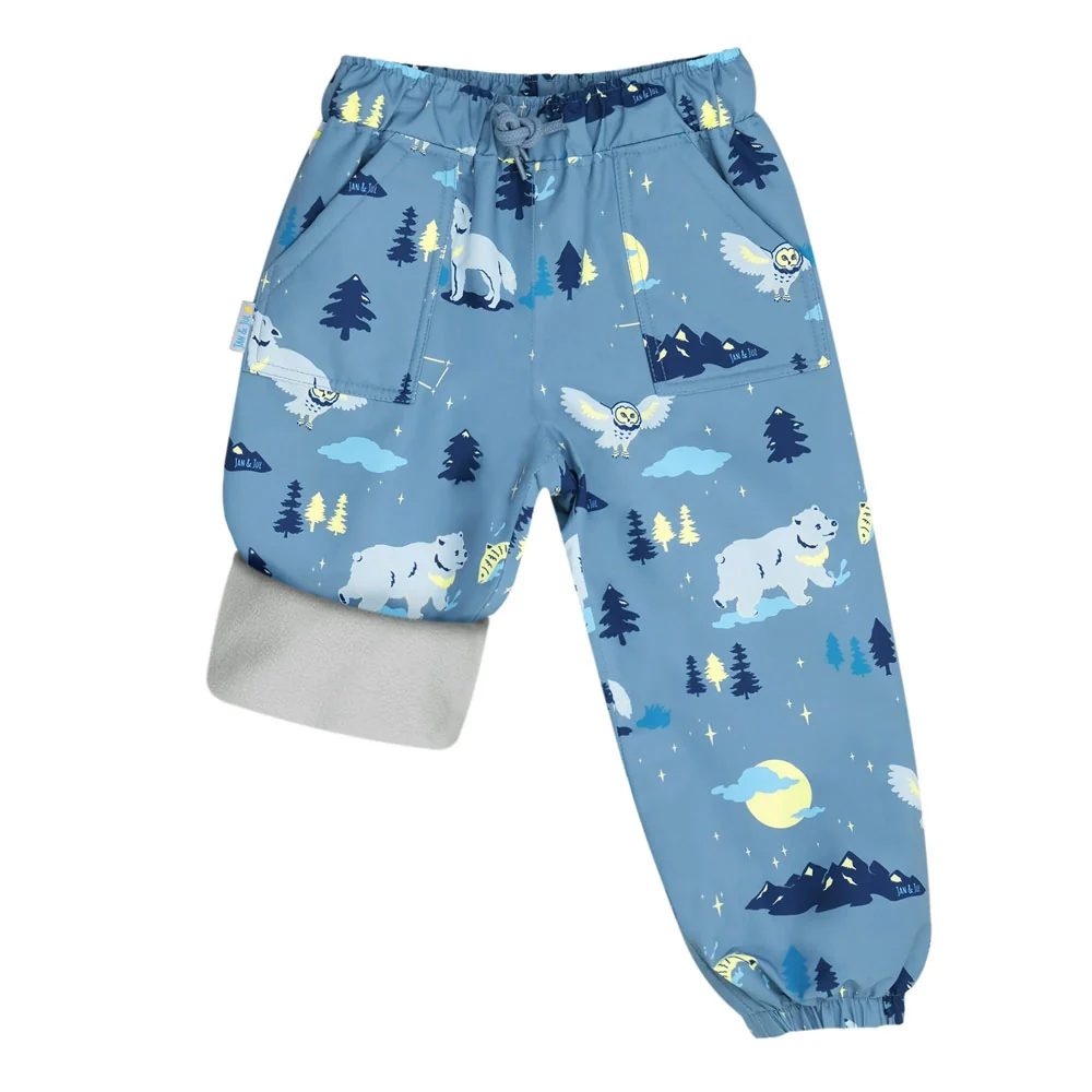 Jan & Jul Cozy-Dry Rain Pants (Fleece Lined) - Wolf & Bear (Size 2t)