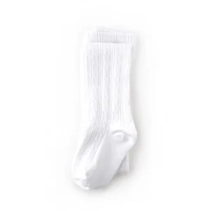 Little Stocking Co. Cable Knit Tights - White - 6-12m