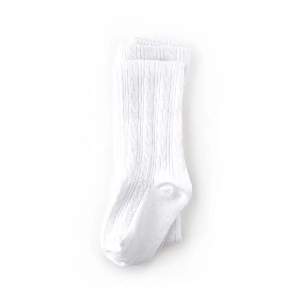 Little Stocking Co. Cable Knit Tights - White - 0-6m