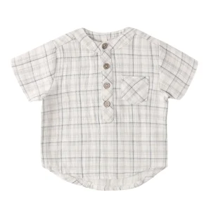 Quincy Mae Jaxson Shirt - Blue Plaid (Size 4/5y)