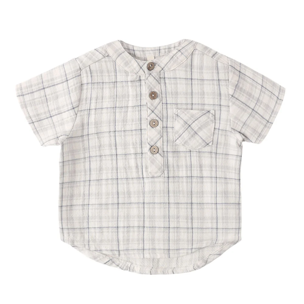 Quincy Mae Jaxson Shirt - Blue Plaid (Size 4/5y)