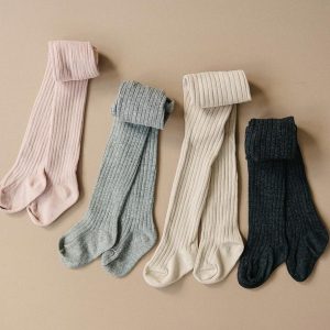 Mebie Baby Ribbed Tights - Light Pink (Size 6-12 months)