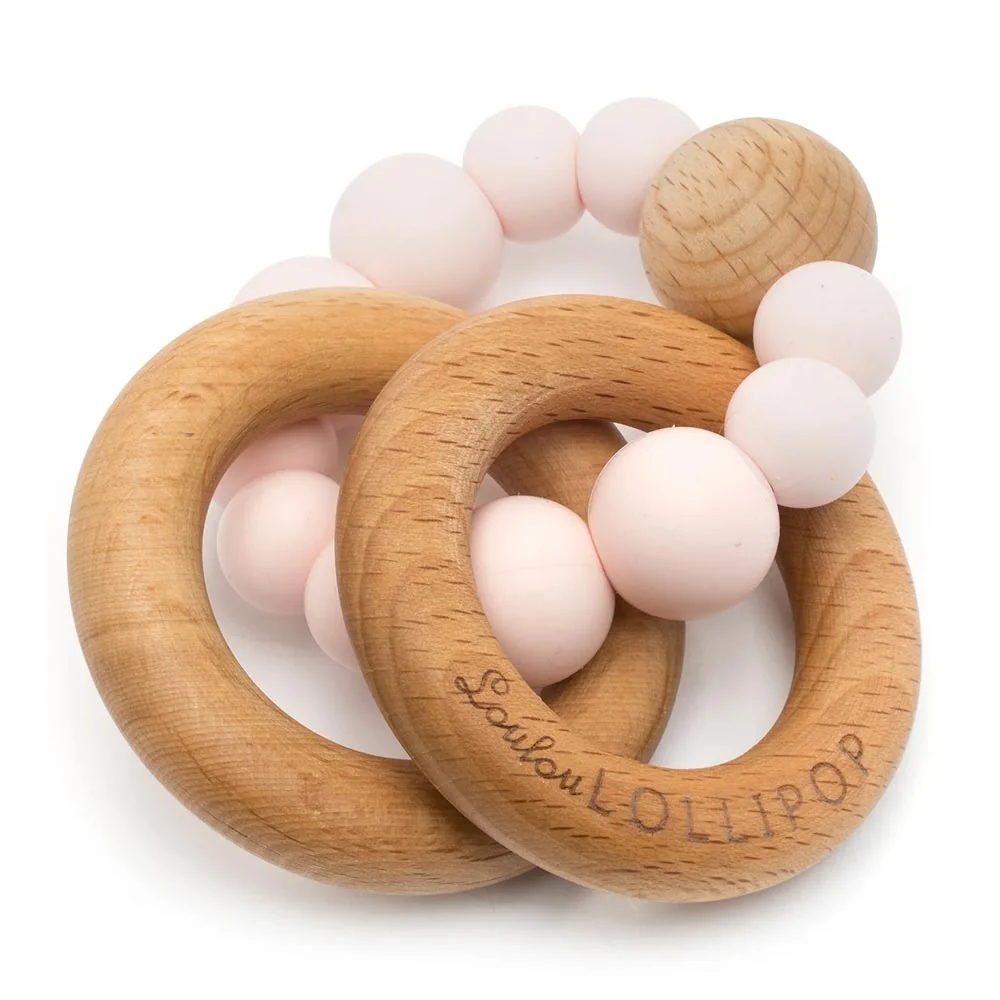*Loulou Lollipop Bubble Silicone and Wood Teether Rattle - Rainbow - Image 4
