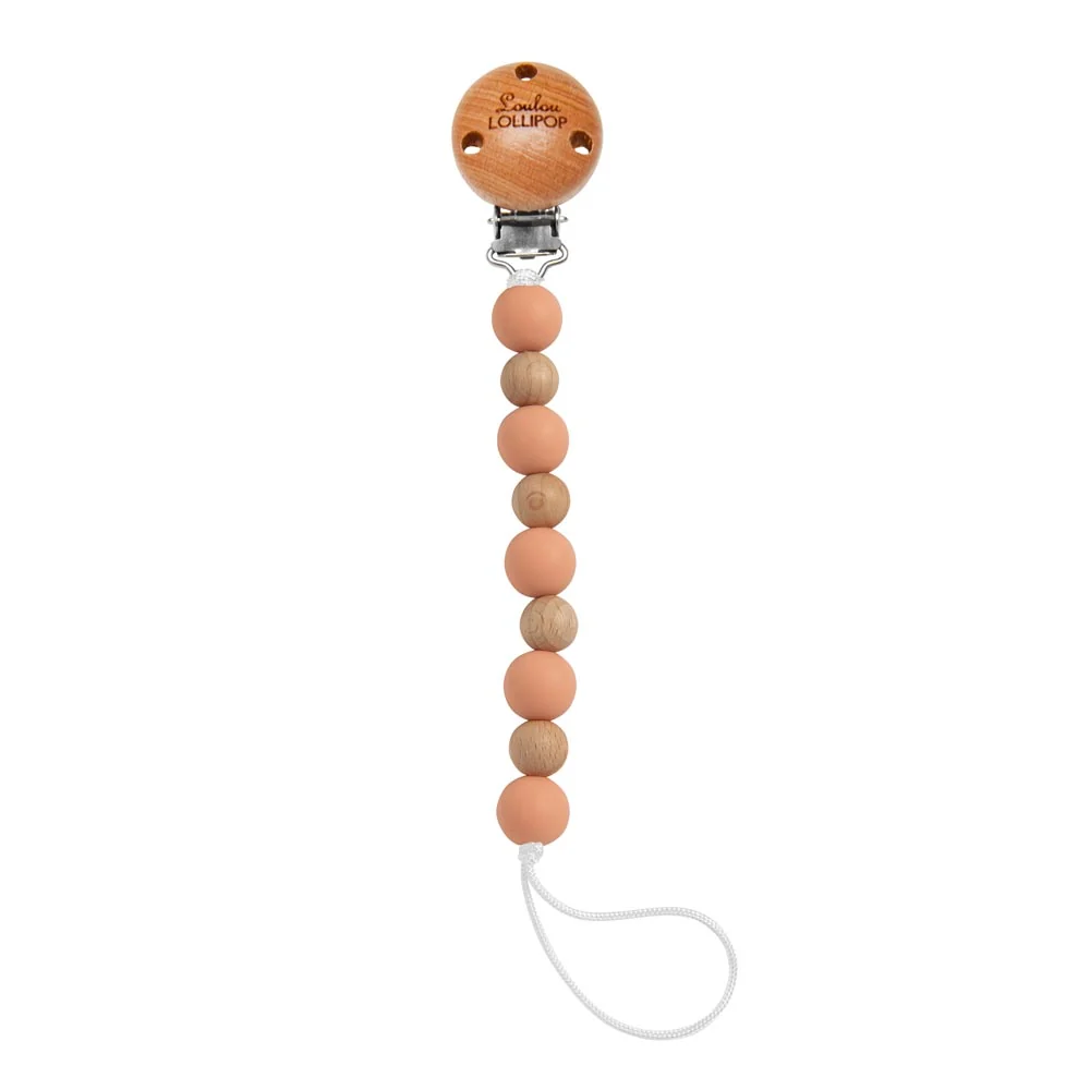 *Loulou Lollipop Celeste Pacifier Clip - Coral - Image 2