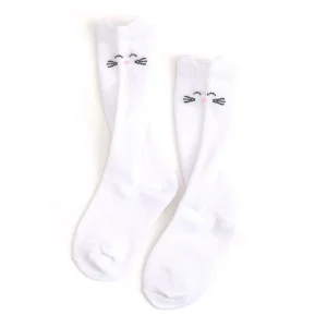 Little Stocking Knee High Socks - White Cat - 0-6m