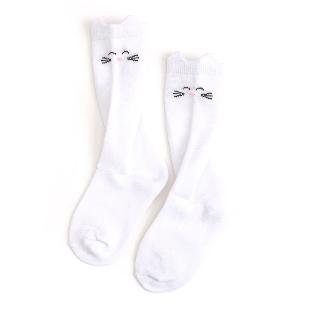 Little Stocking Knee High Socks - White Cat - 4-6y