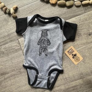 West Coast Karma Baby Onesie - Heathered Grey & Black Standing Bear - 0-6m