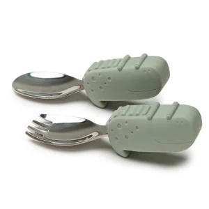 Loulou Lollipop Born to Be Wild Learning Spoon & Fork Set - Alligator