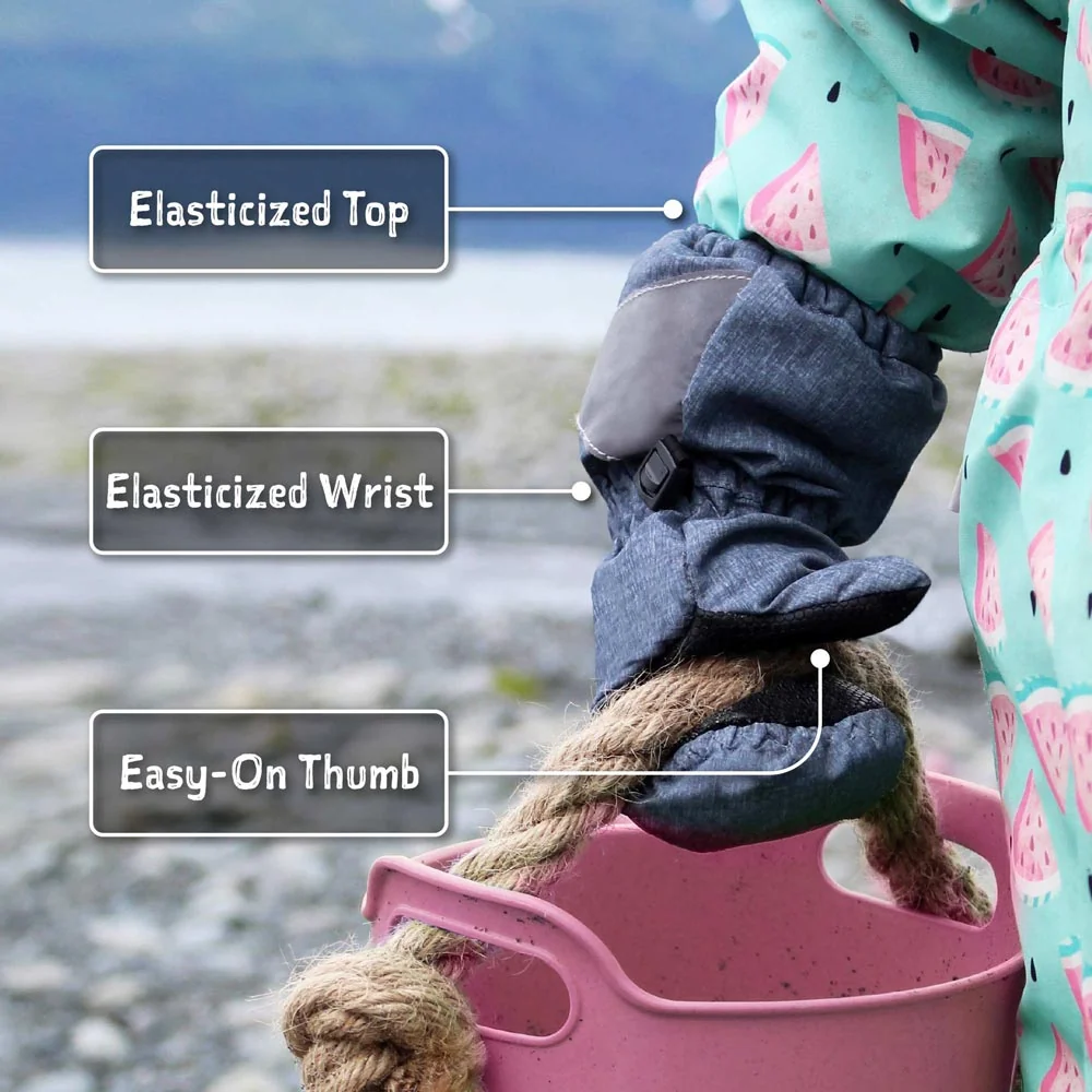 Jan & Jul Kids Rain Mittens - Heather Grey - Extra Small (0-2y) - Image 6