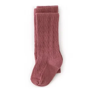 Little Stocking Co. Cable Knit Tights - Mauve Rose - 1-2y
