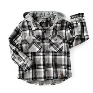Little Bipsy Hooded Flannel - Pebble