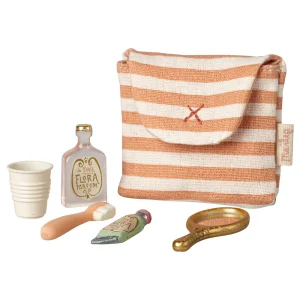 *Maileg Toothbrush Set in Bag for Mouse - Coral Stripe