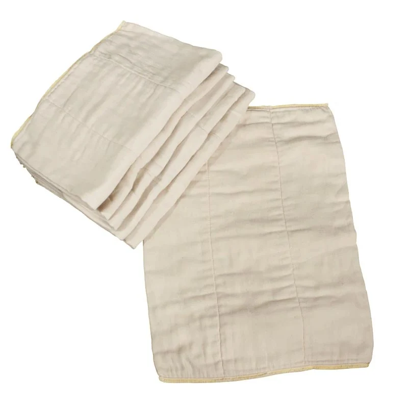 OsoCozy Indian Unbleached Cotton Prefold - Single - Infant - Light Blue/Dark Blue Trim (7-15lbs) - Image 4