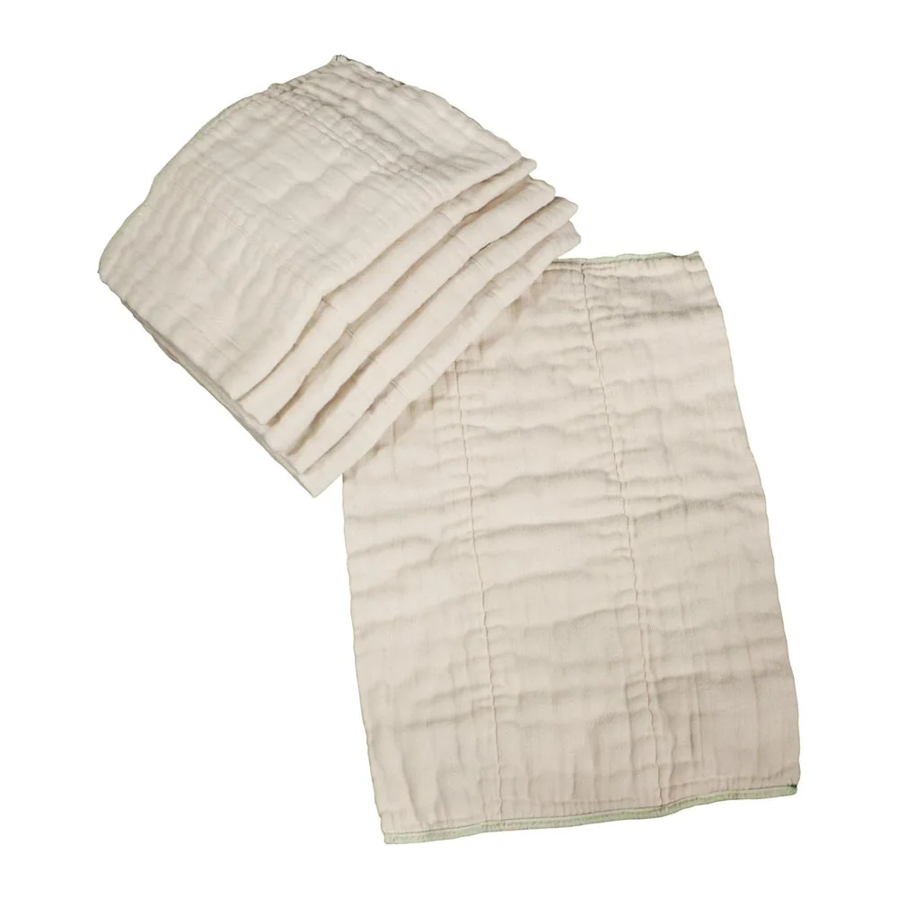 OsoCozy Indian Unbleached Cotton Prefold - Single - Infant - Light Blue/Dark Blue Trim (7-15lbs) - Image 5