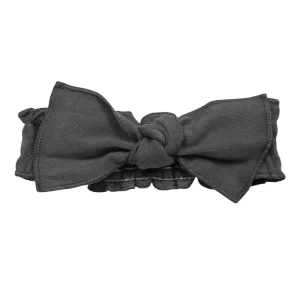 *L'ovedbaby Organic Smocked Tie Headband - Grey - 0-12m