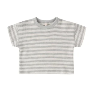 Quincy Mae Waffle Tee + Short Set - Sky Stripe - 18-24m
