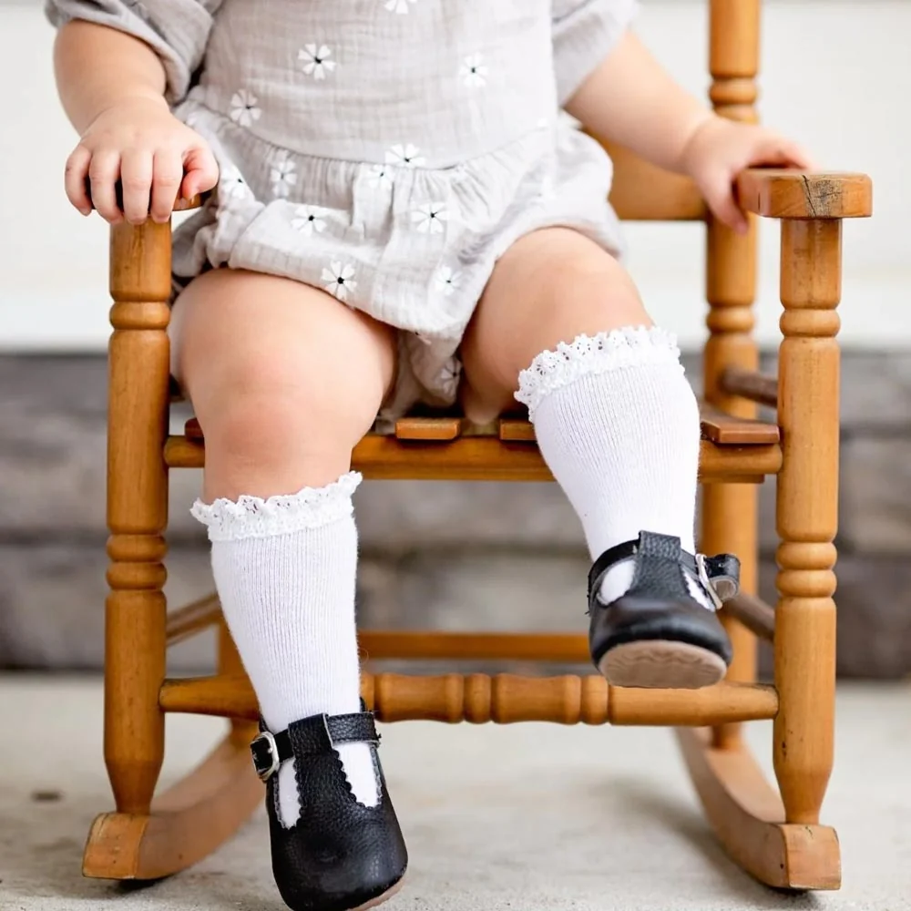 Little Stocking Co. Lace Top Knee High Socks - White - 4-6y - Image 2