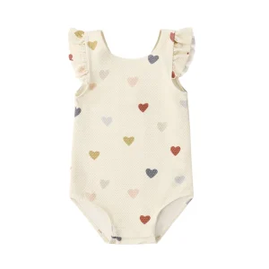 Quincy Mae Scoop Back One-Piece Swimsuit - Confetti Hearts - 4/5y