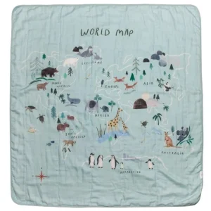 Loulou Lollipop Luxe Muslin Quilt Blanket - World Map