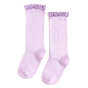 Little Stocking Co. Lace Top Knee High Socks - Lilac - 0-6m