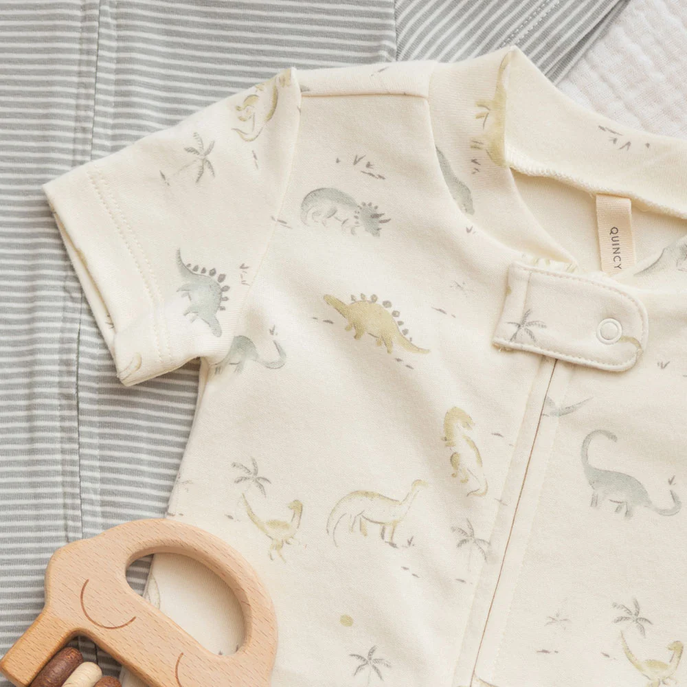 Quincy Mae Zip Short Sleeve Sleeper - Dinosaur - 12-18m - Image 3