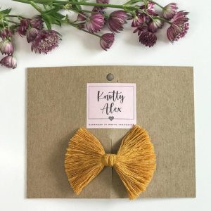 *Knotty Alex Daisy Macrame Bow Clip *CLEARANCE* - Mustard